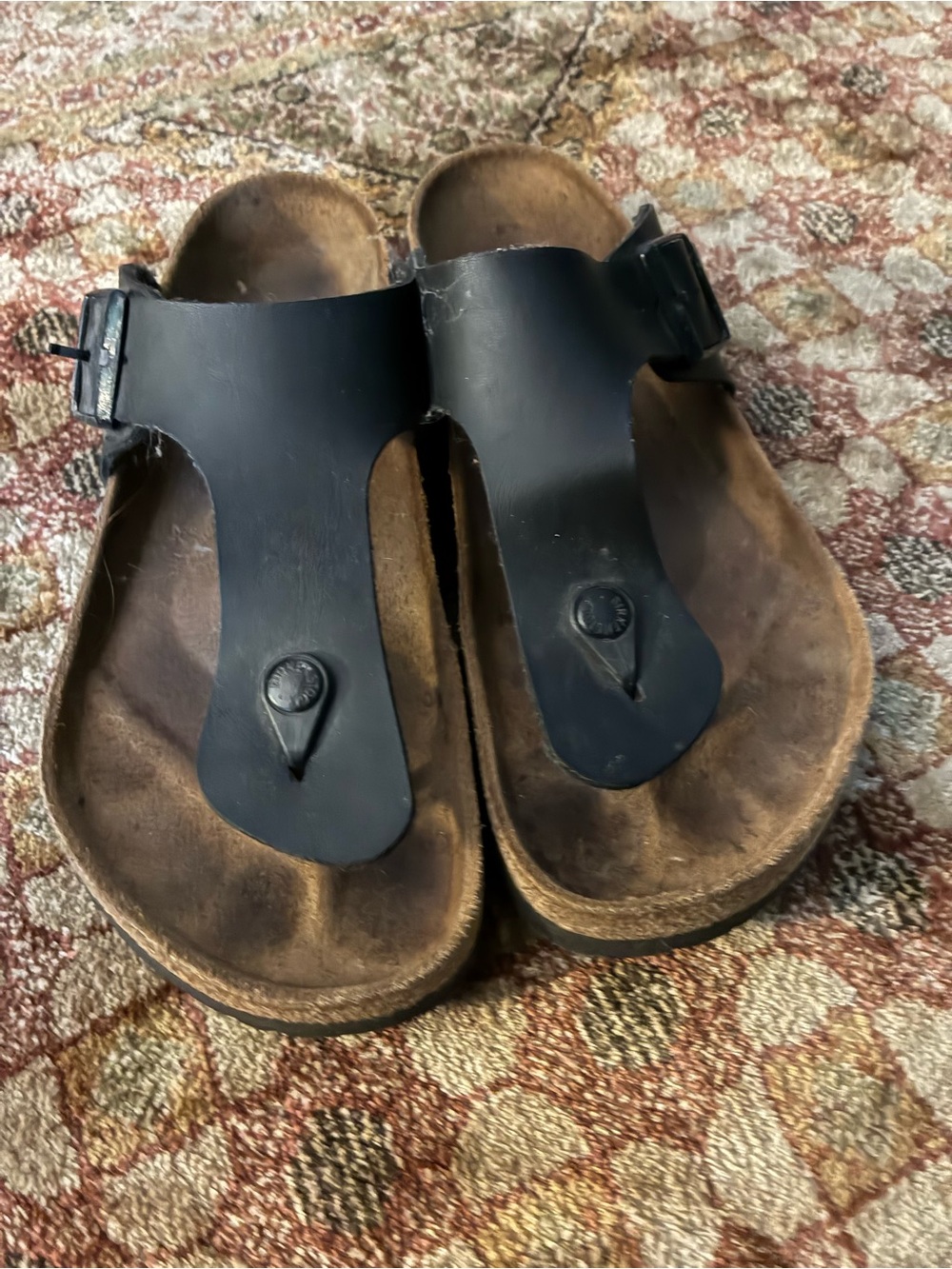 Men's  Birkenstock Black Leather Thong Sandals